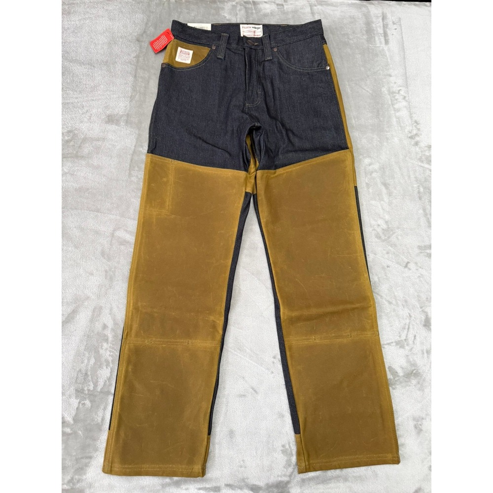 Filson x Wrangler Two-Tone Adventure Jeans Mens 30x32 Blue Denim Tan Relaxed NWT